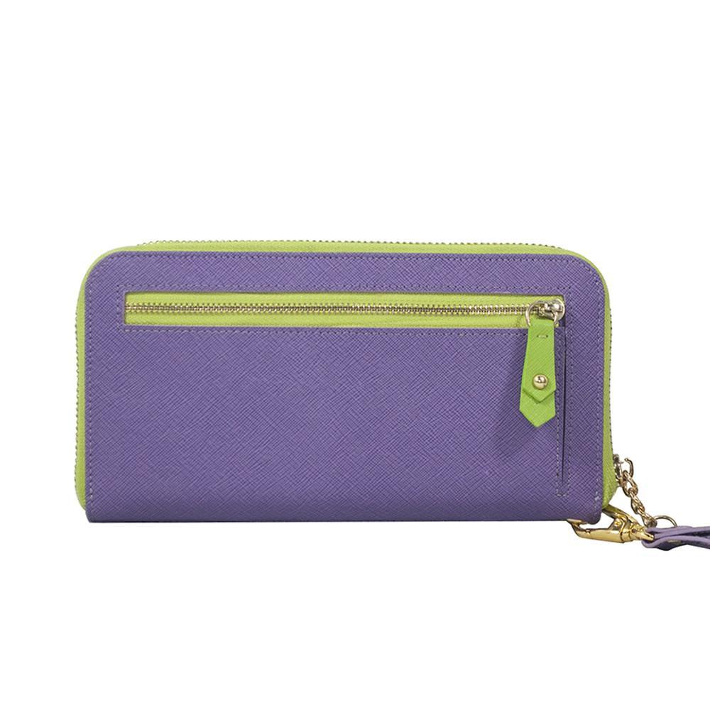Layla Leather Wallet- Lime Green/Plum-1