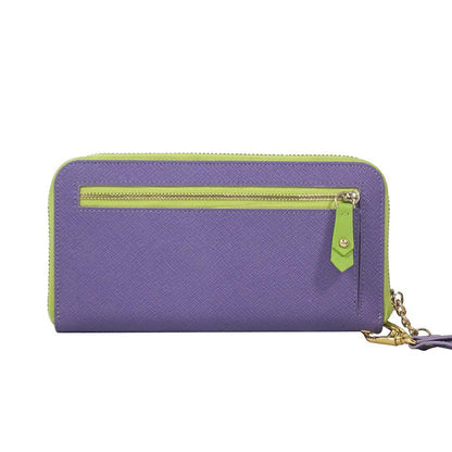 Layla Leather Wallet- Lime Green/Plum-1