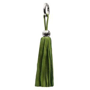 Leather Tassel - Silver/Green-0