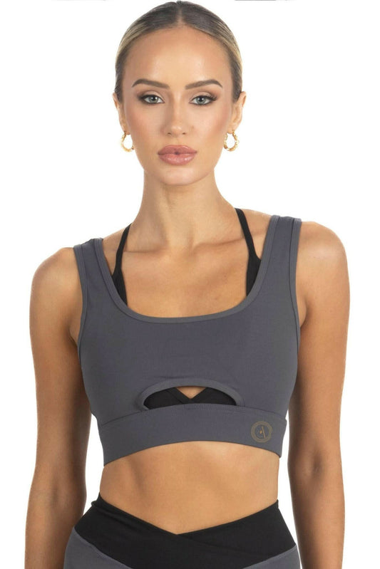 Cleo Color Block Activewear Sportsbra in Black-0