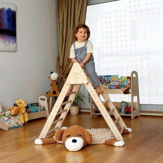 Climbing Triangle - Arch / Rocker with Jungle Pillow | Foldable Montessori Climbing Set-0