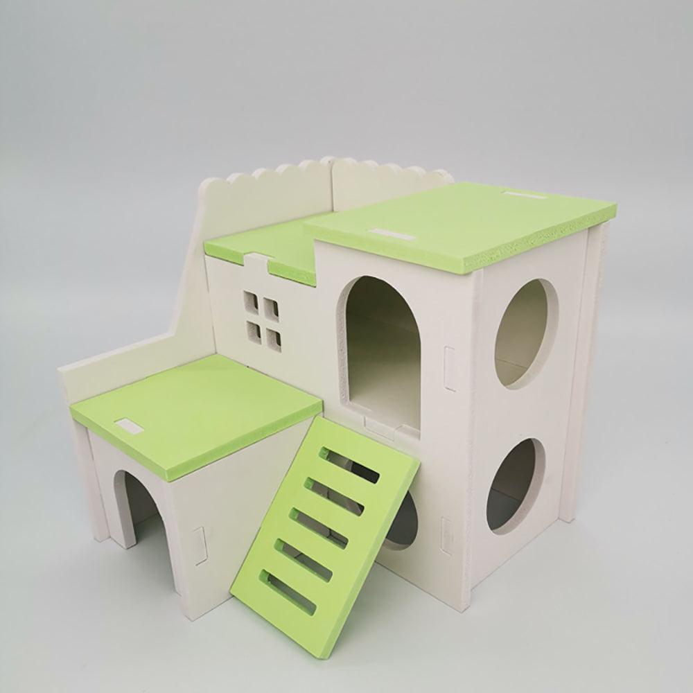 Colorful Double-Storey Hamster Sleeping Nest: A Stylish Wooden Villa Toy For Small Pets-10