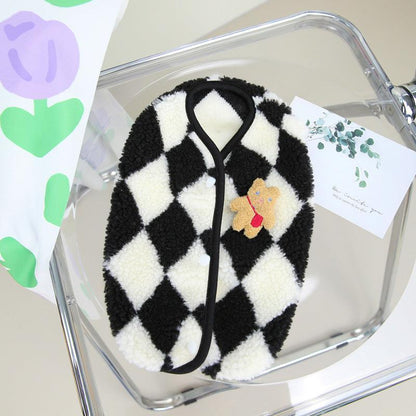 Cozy Checkerboard Plush Pet Vest - Warm Cotton Jacket For Cats And Dogs-2