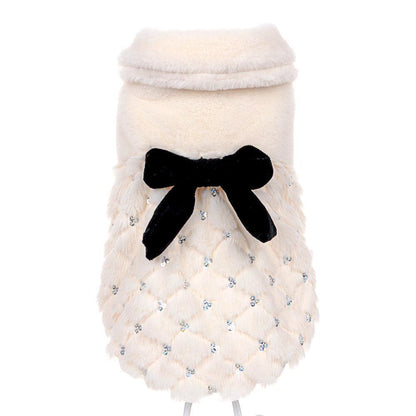 Cozy Chic Plush Bow Dog Coat - Stylish Spring And Autumn Pet Attire-4