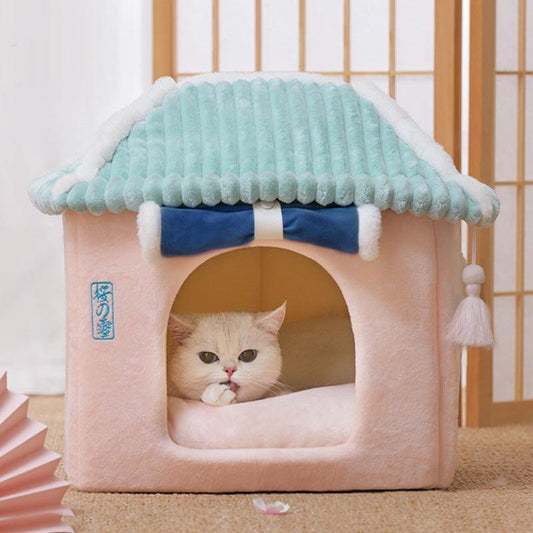 Cozy Retreat Cat House - The Ultimate Enclosed Cat Villa-0