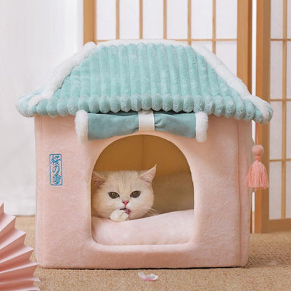 Cozy Retreat Cat House - The Ultimate Enclosed Cat Villa-1
