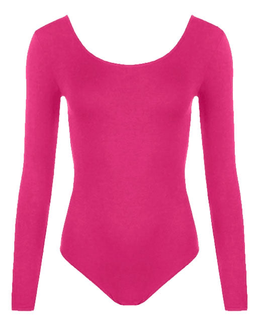 Crazy Chick Girls Microfibre Pink Full Sleeve Leotard-0