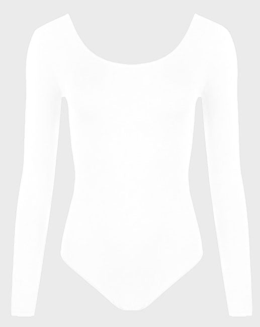 Crazy Chick Girls Microfibre White Full Sleeve Leotard-0