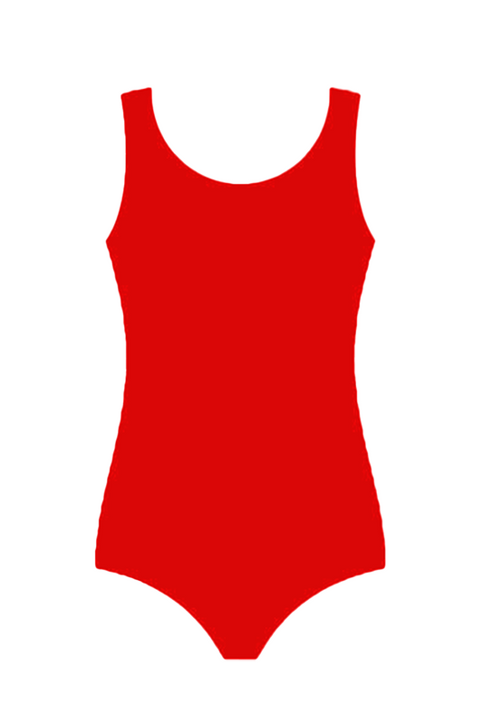Crazy Chick Girls Cotton Wide Strap Sleeveless Red Leotard-0
