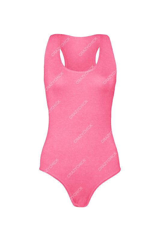 Crazy Chick Women's Microfibre Pink Sleeveless Ladies Leotard-0