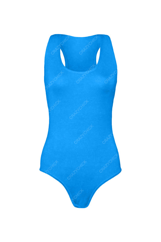Crazy Chick Women's Microfibre Turquoise Sleeveless Ladies Leotard-0