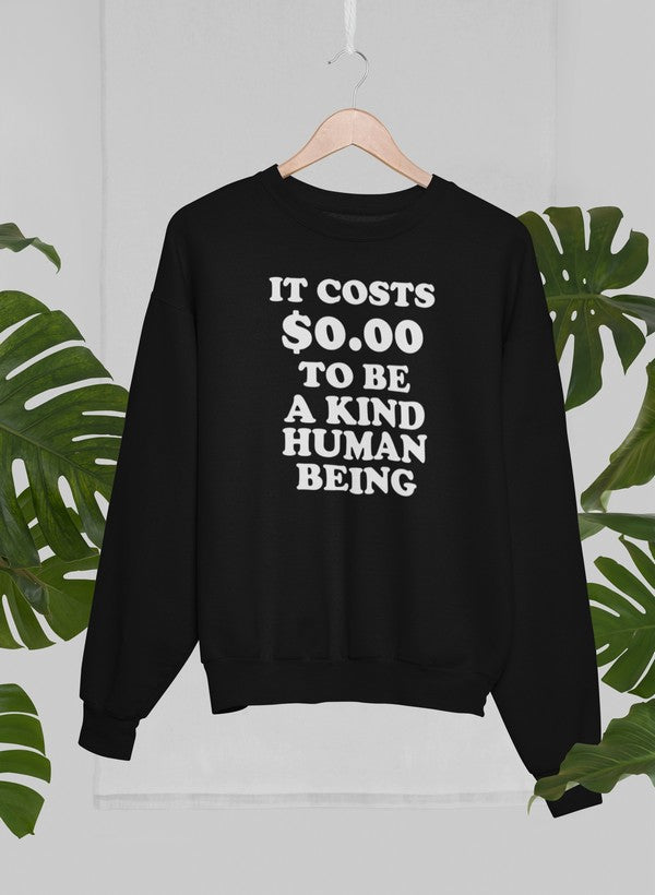 It Costs $0.00 To Be A Kind Human Being Sweat Shirt-0