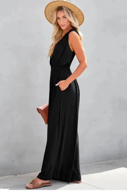 Crisscross Wide Leg Backless Jumpsuit-2