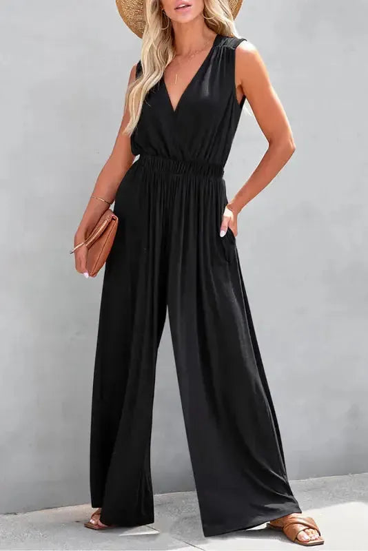 Crisscross Wide Leg Backless Jumpsuit-0