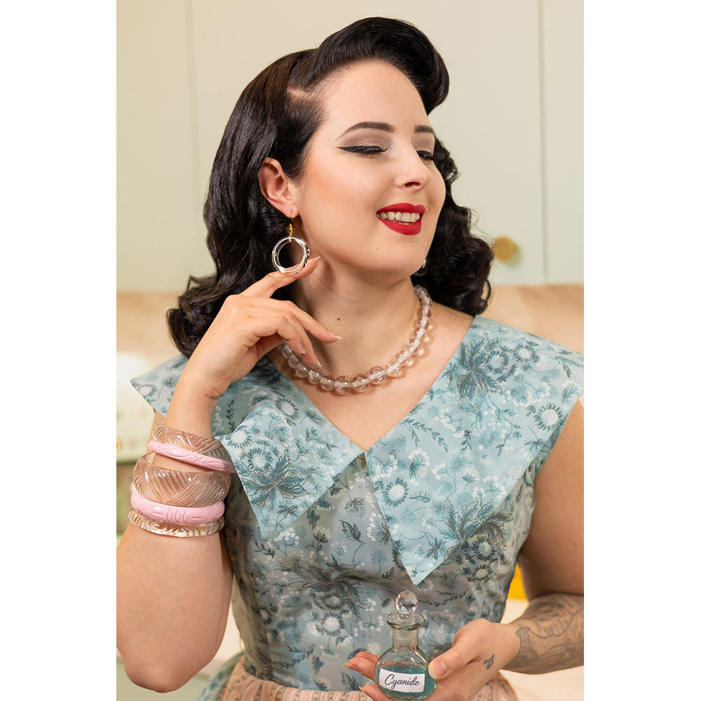 Crystal Heavy Carve Drop Hoop Earrings by Splendette-1