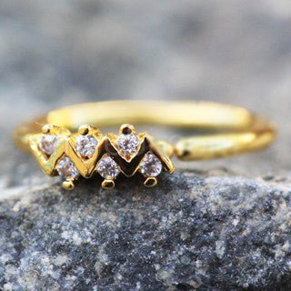 Gold Jeweled Zig-Zag Cartilage Earring / Nose Hoop Ring-2