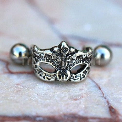 316L Stainless Steel Venetian Mask Cartilage Cuff Earring-0