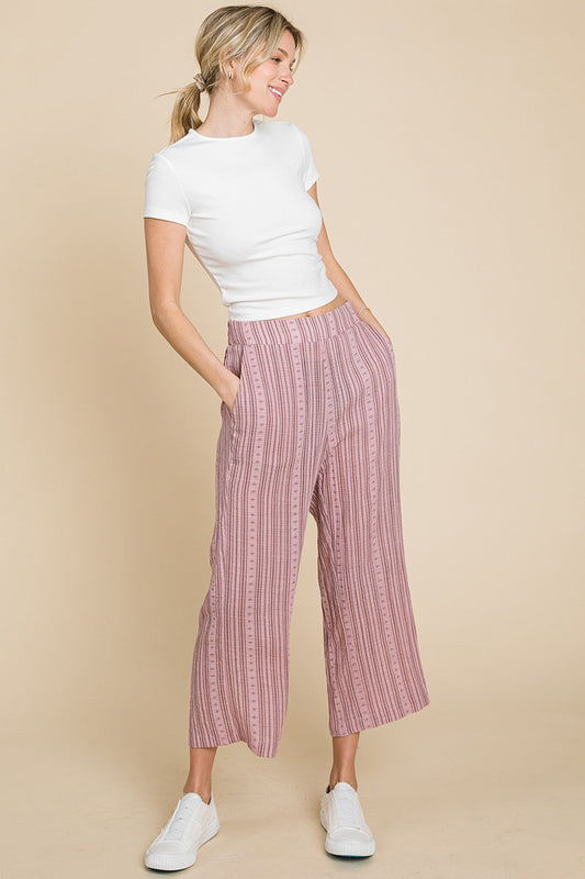 Cotton Bleu by Nu Lab Striped Elastic Waist Wide Leg Pants-0