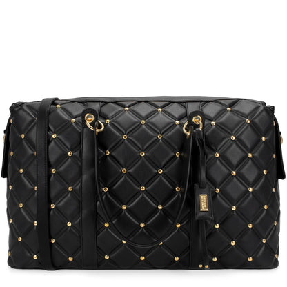Diamond Quilted Vegan Leather Weekender Tote Bag-0