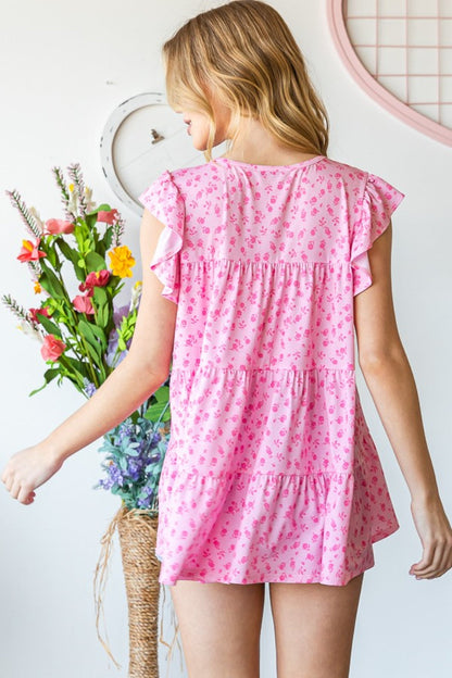 Heimish Full Size Floral Ruffled Tiered Top-1
