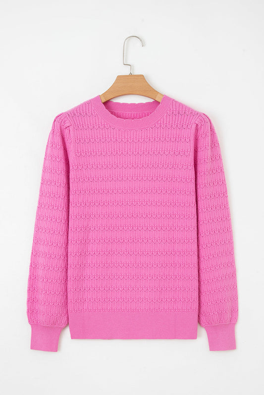 Kay Knit Ribbed Cuffs Crew Neck Sweater-0