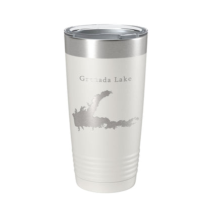Grenada Lake Map Tumbler Travel Mug Insulated Laser Engraved Coffee Cup Mississippi 20 oz-1