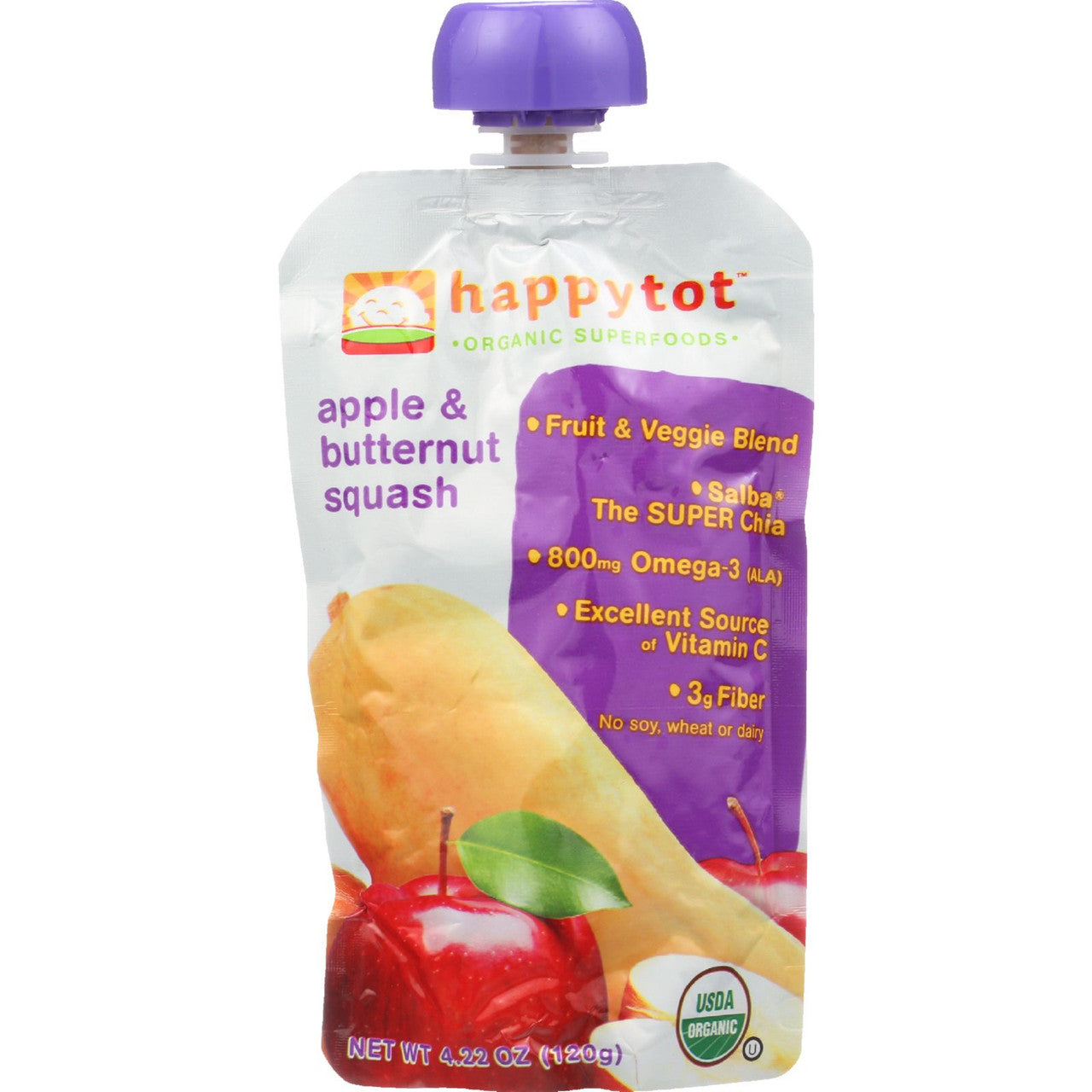 Happy Tot Organic Stage 4 Pouch Food Apple & Squash (16x4.22 Oz)-0
