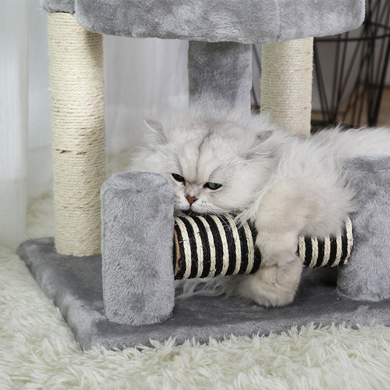 Gray Paw Print Cat Climbing Frame With Sisal Grinding Claw Toy - All-In-One Cat Playground-3