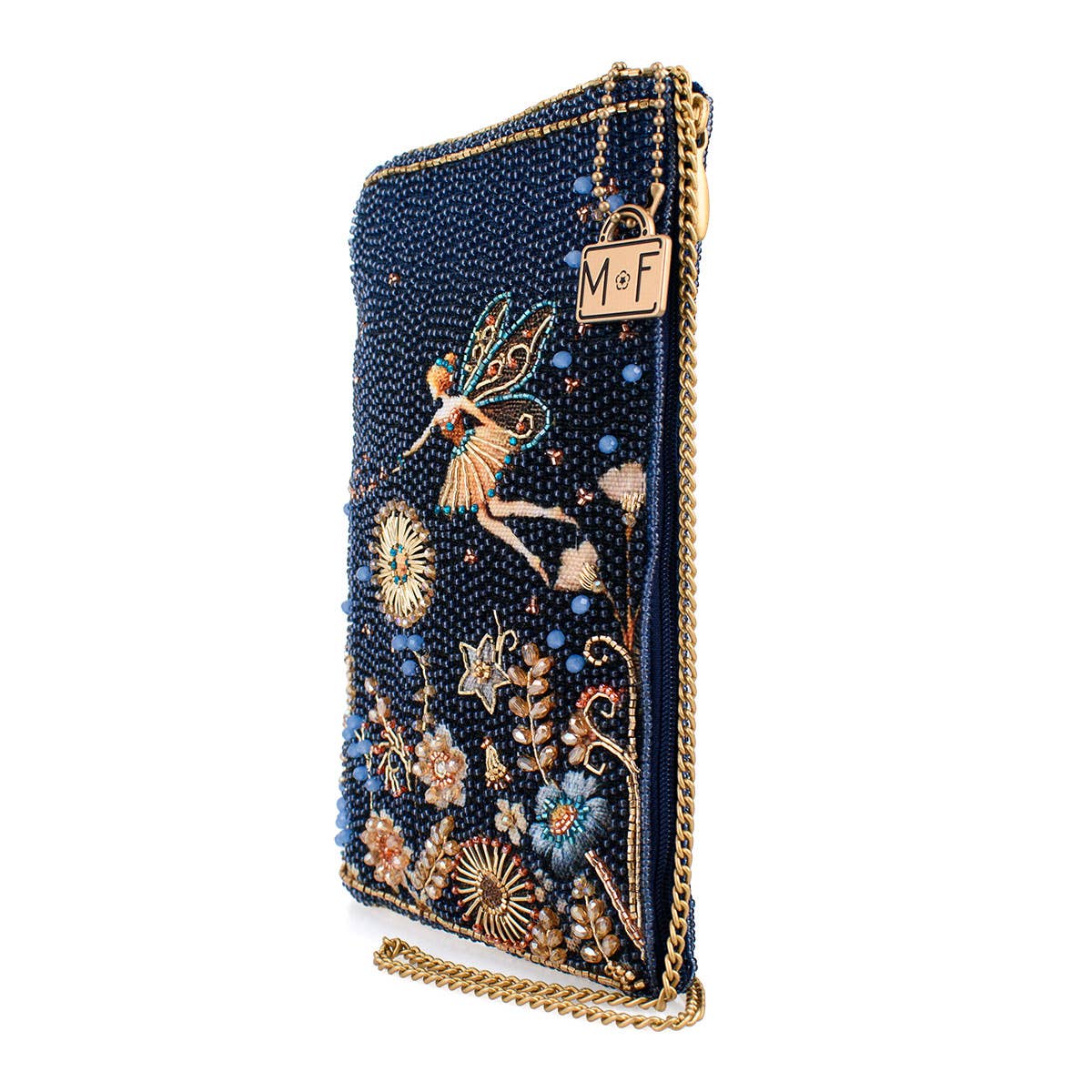 Fairy Dust and Floral Blue Beaded Crossbody Phone Bag-2