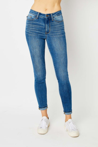 Judy Blue Full Size Cuffed Hem Skinny Jeans-0