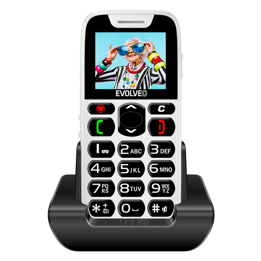 EVOLVEO EasyPhone, telefon mobil pentru seniori cu suport de incarcare, alb (SGM EP-501-WH)-0