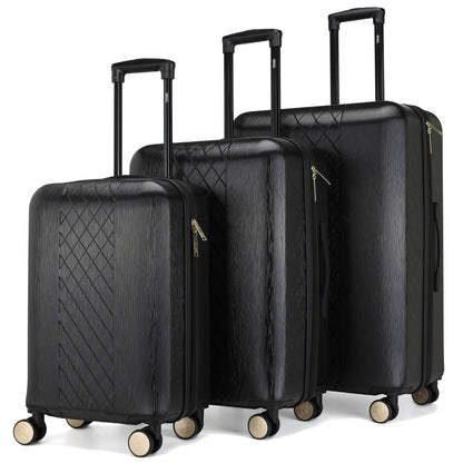 Diamond 3 Piece Expandable Chic Luggage Set-0