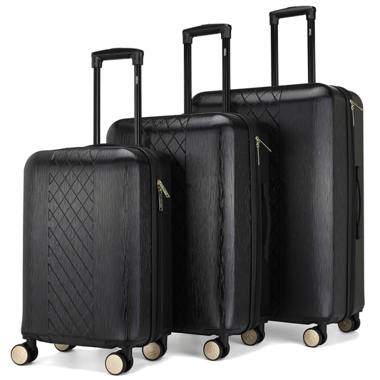 Diamond 3 Piece Expandable Chic Luggage Set-0