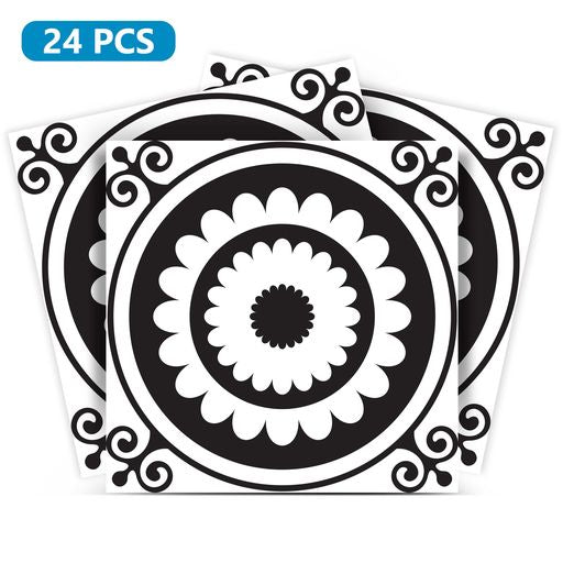 Circle pattern Black and White Tile Stickers for home decoration Model - BKW4-0