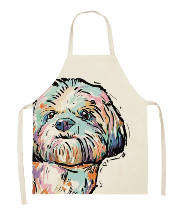 Nordic Polyester Dog Print Apron for Adults