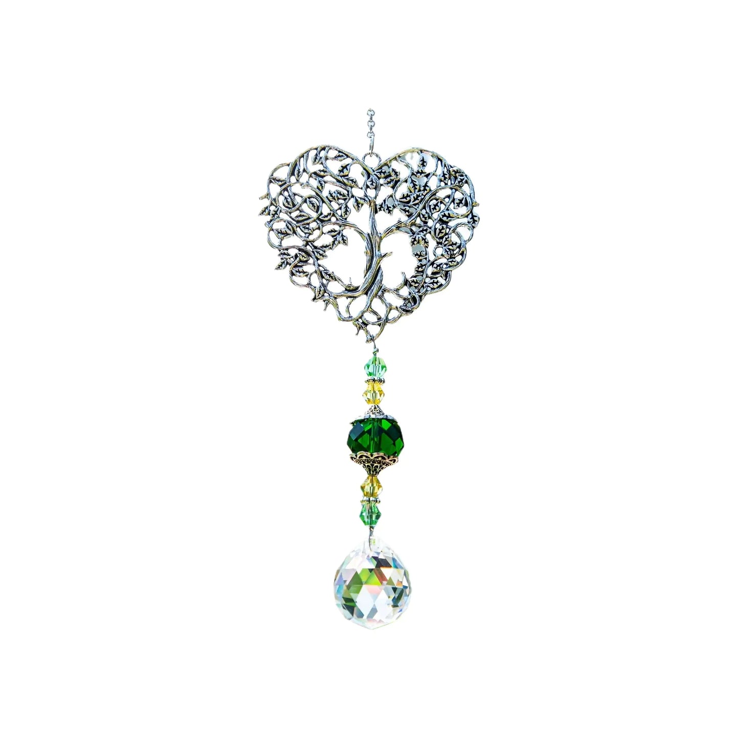 Crystal Heart Tree of Life Pendant for Home Decor