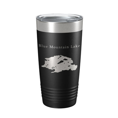 Blue Mountain Lake Map Tumbler Travel Mug Insulated Laser Engraved Coffee Cup New York 20 oz-0