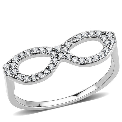 DA315 - No Plating Stainless Steel Ring with AAA Grade CZ  in Clear-0