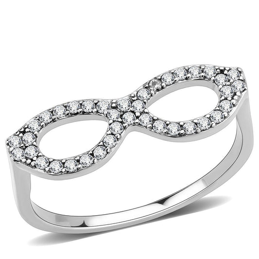 DA315 - No Plating Stainless Steel Ring with AAA Grade CZ  in Clear-0