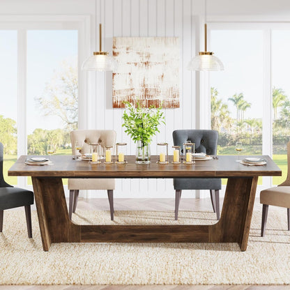70 Inch Rectangular Brown SolidWood DiningTable HeavyDuty-2