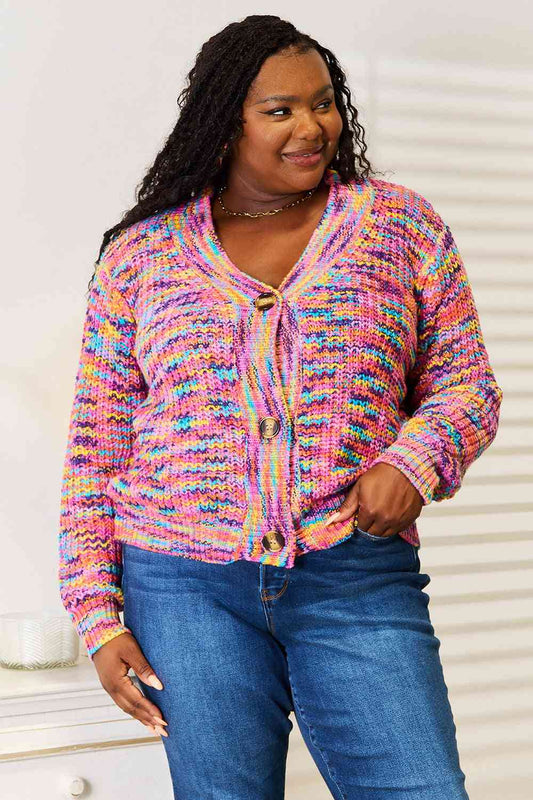 Woven Right V-Neck Long Sleeve Cardigan-0