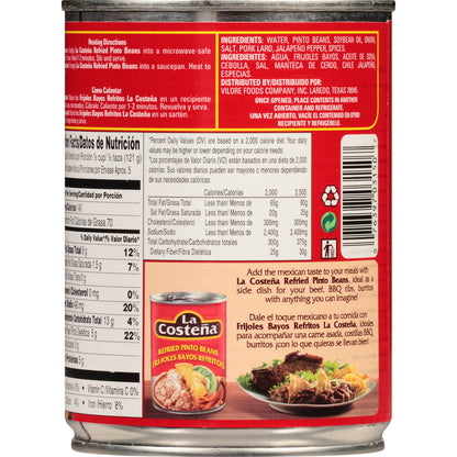 La Costena Bean Refried Pinto Beans (12x20.5 Oz)-4