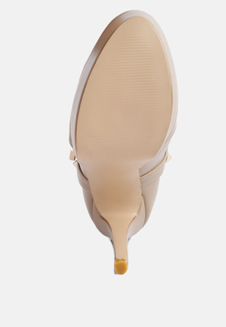 Dejang Metal Stud Embellished Faux Leather Ankle Boot-4