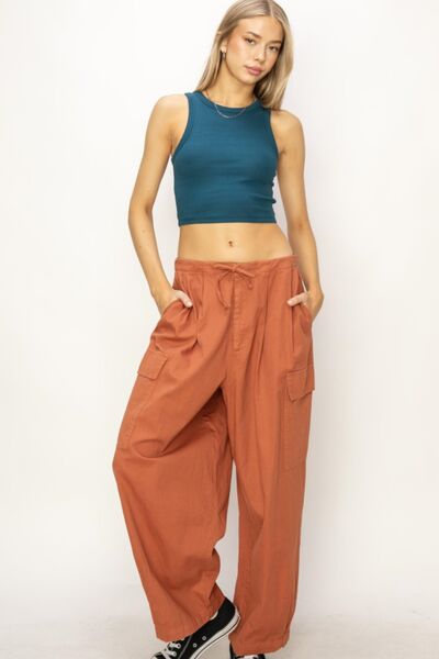 HYFVE Drawstring Cargo Wide Leg Pants-0
