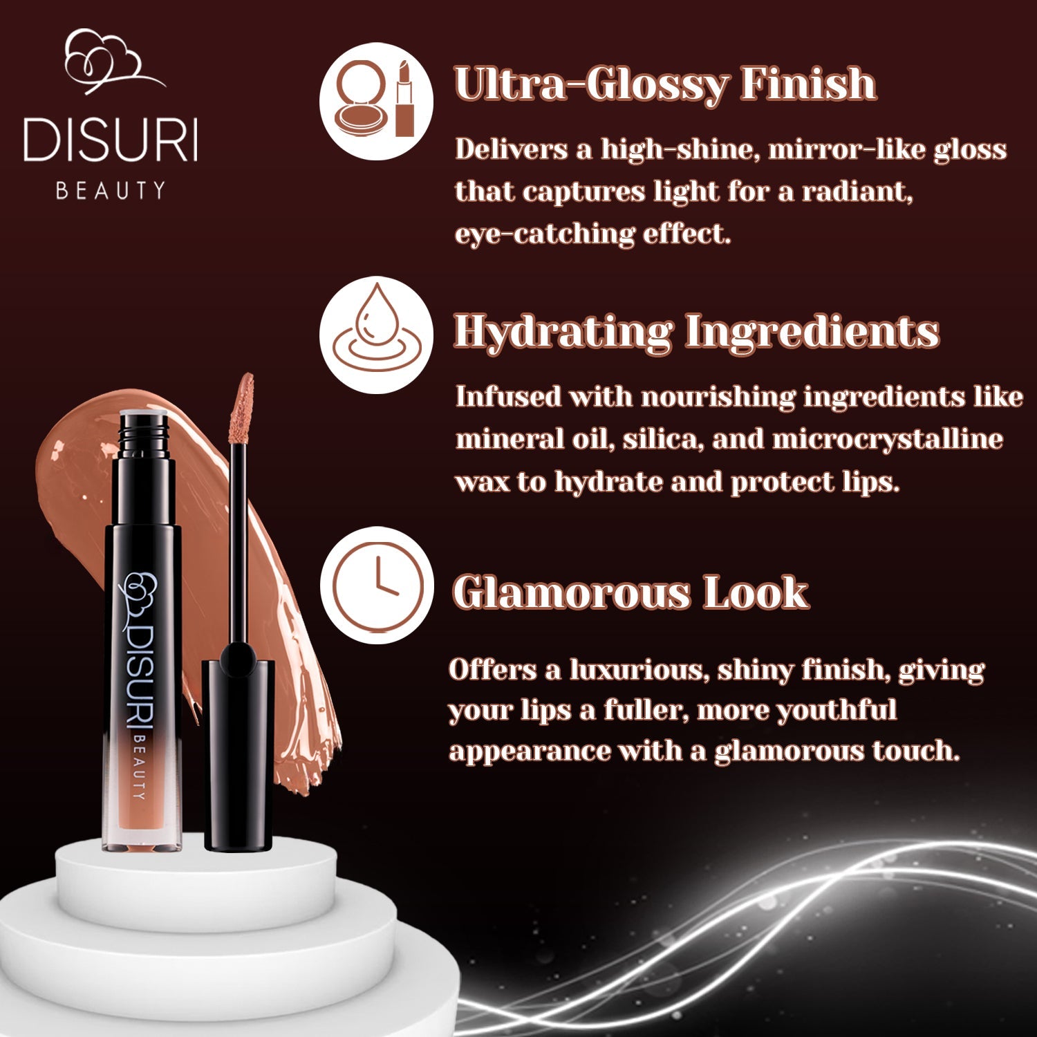 DISURI Beauty Glossy Blast Lip Gloss - Light Sauce-1