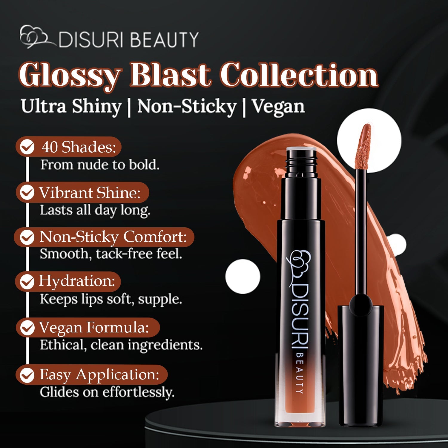 DISURI Beauty Glossy Blast Lip Gloss - Peanut Butter Kisses-4