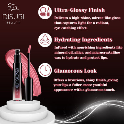DISURI Beauty Glossy Blast Lip Gloss - Pink Berry Pie-1