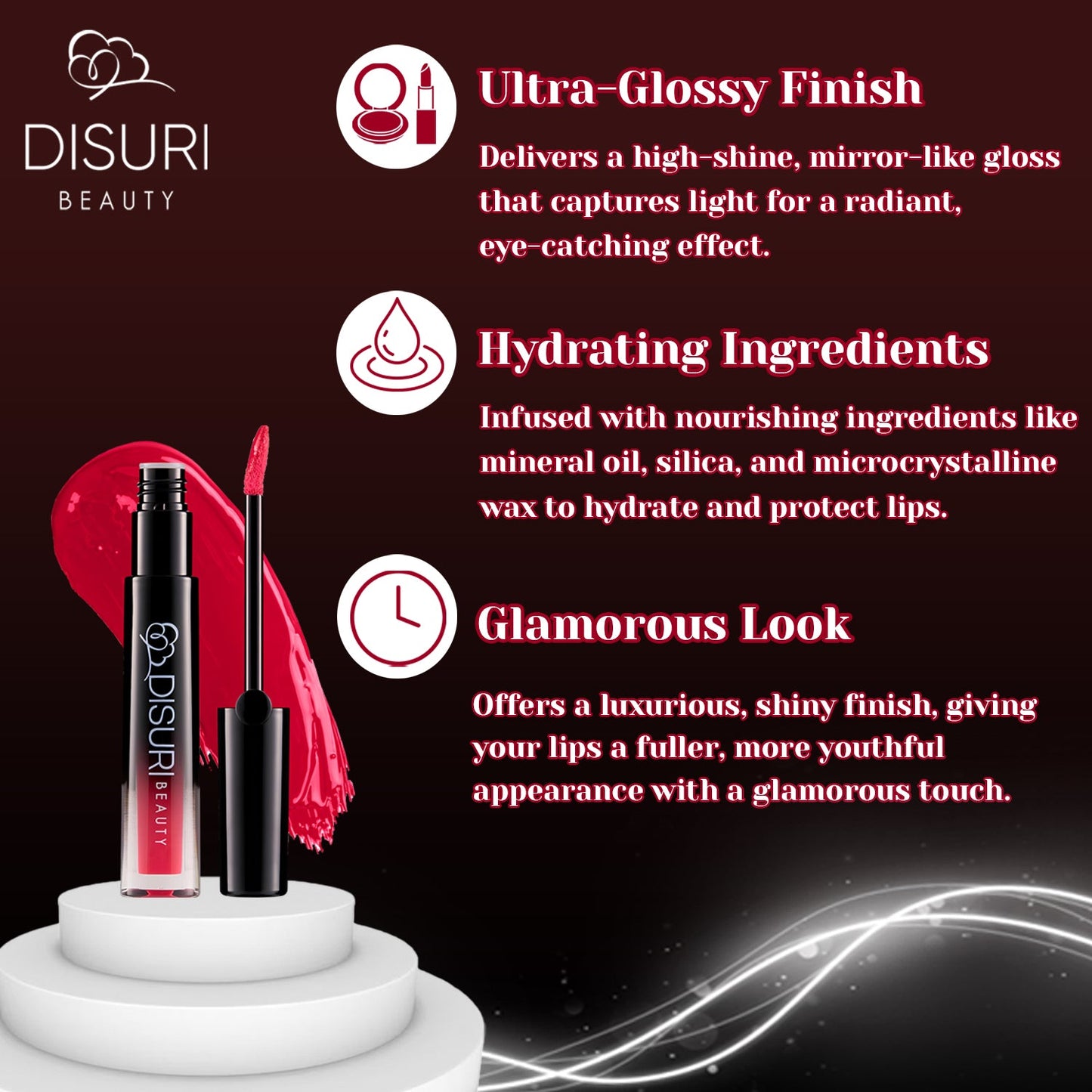 DISURI Beauty Glossy Blast Lip Gloss - Pink Fire-1