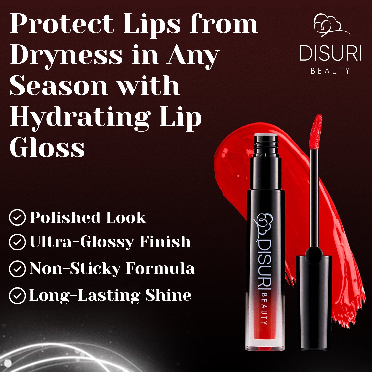 DISURI Beauty Glossy Blast Lip Gloss - Royal Red-3
