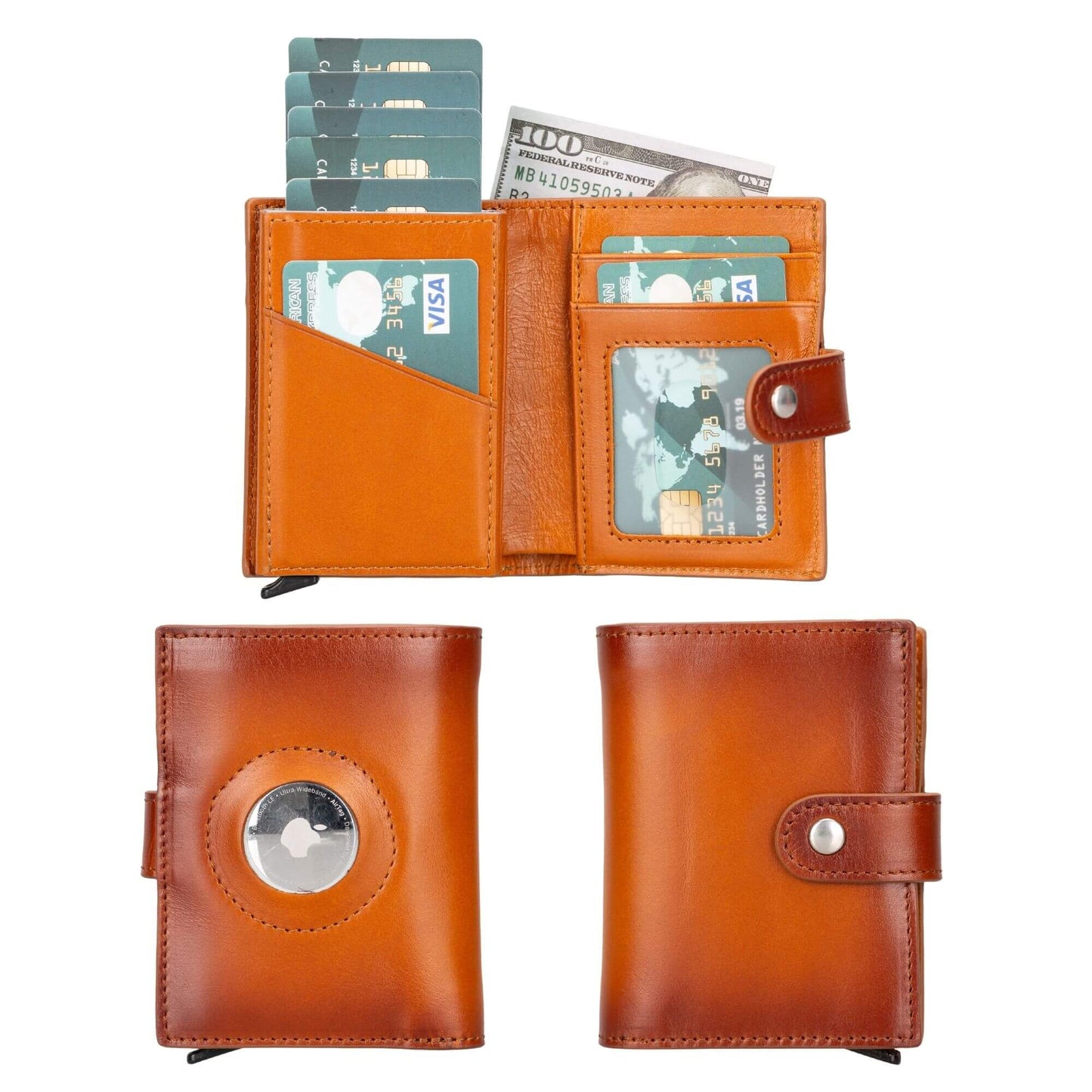Douglas Genuine Leather Pop-Up Wallet with AirTag Slot - RFID Blocking Cardholder-0